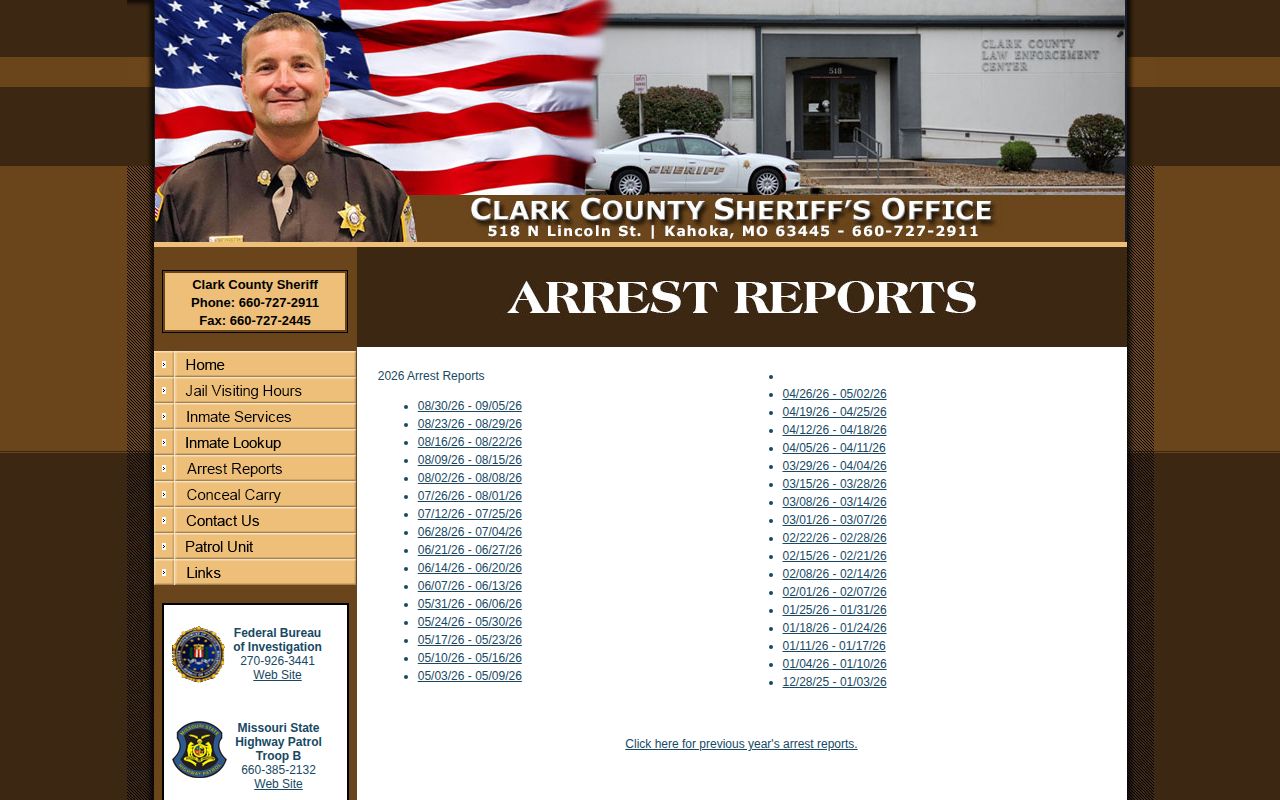 Clark County weekly police blotter report index