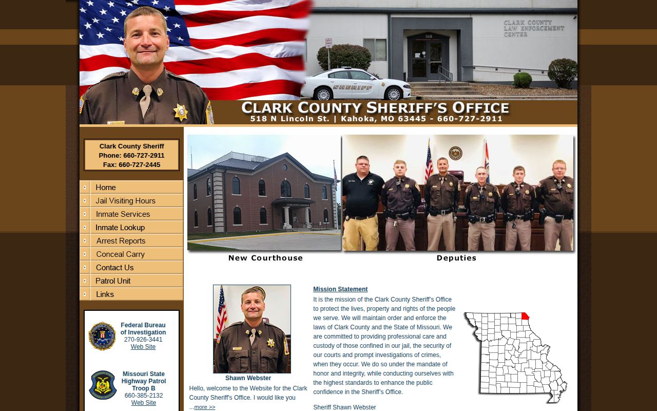 Clark County Sheriff's Office website with inmate and arrest information