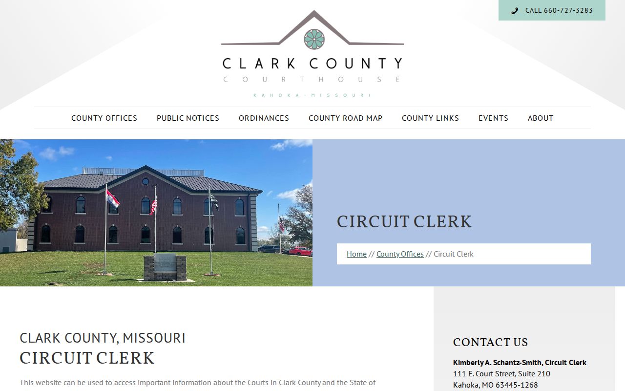 Clark County Circuit Clerk page with Case.net guidance