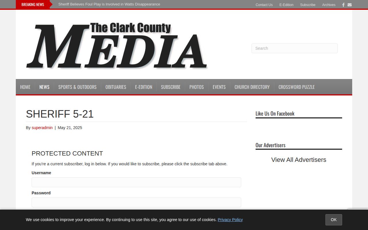 Kahoka Media page republishing a Clark County sheriff report